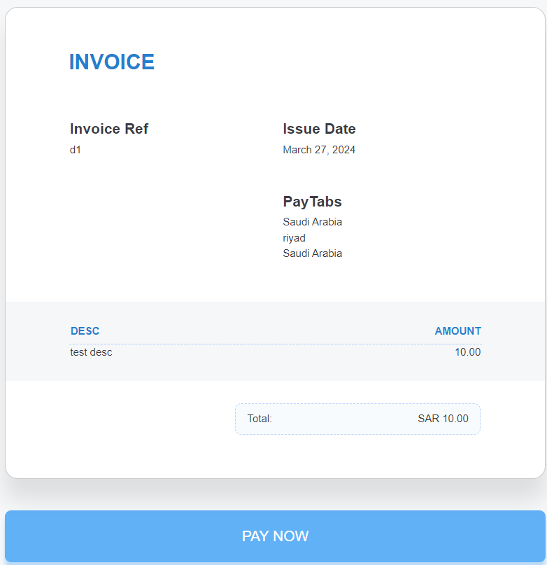 Sample Invoice Page