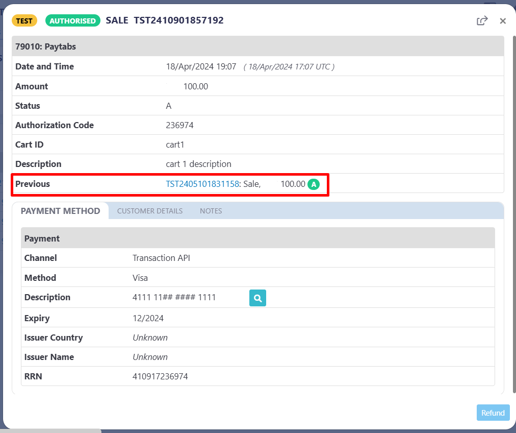 transaction view