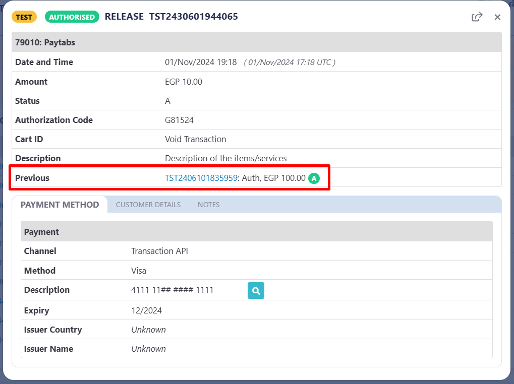 transaction view