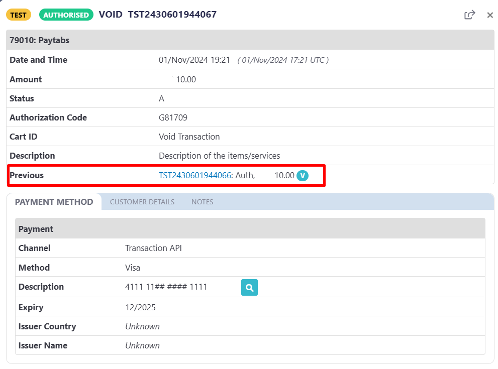 transaction view