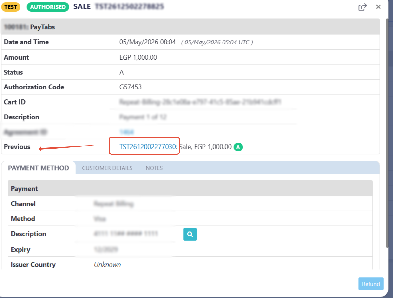 transaction view
