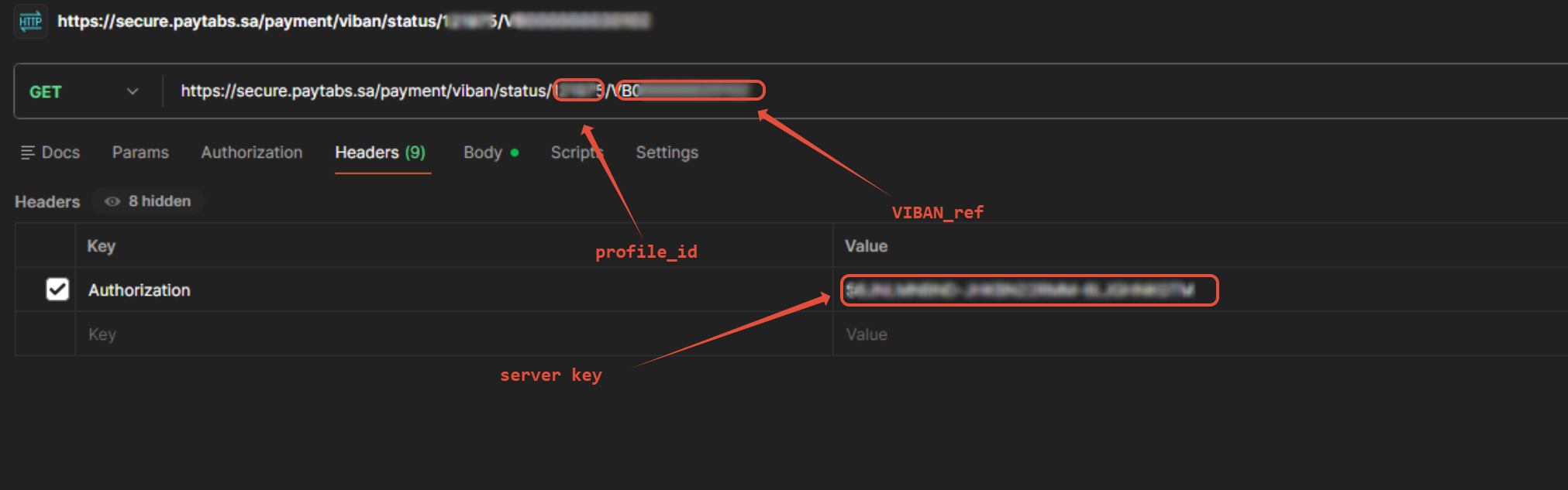 VIBAN Status Request Payload Sample
