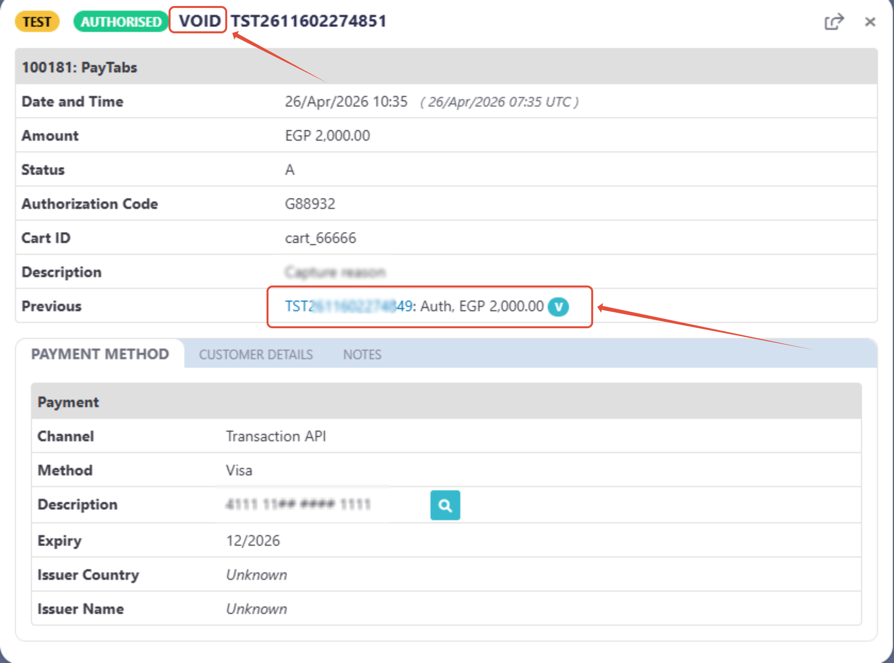 Voided Transaction Sample
